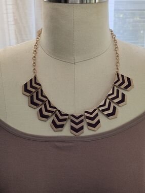 Lily Plum and Gold Chevron Bib Necklace